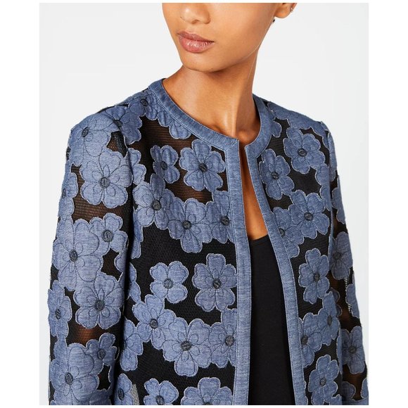 ANNE KLEIN Floral Mesh Open-Front Cardigan Jacket sz 14 Women's Plus - Picture 8 of 8